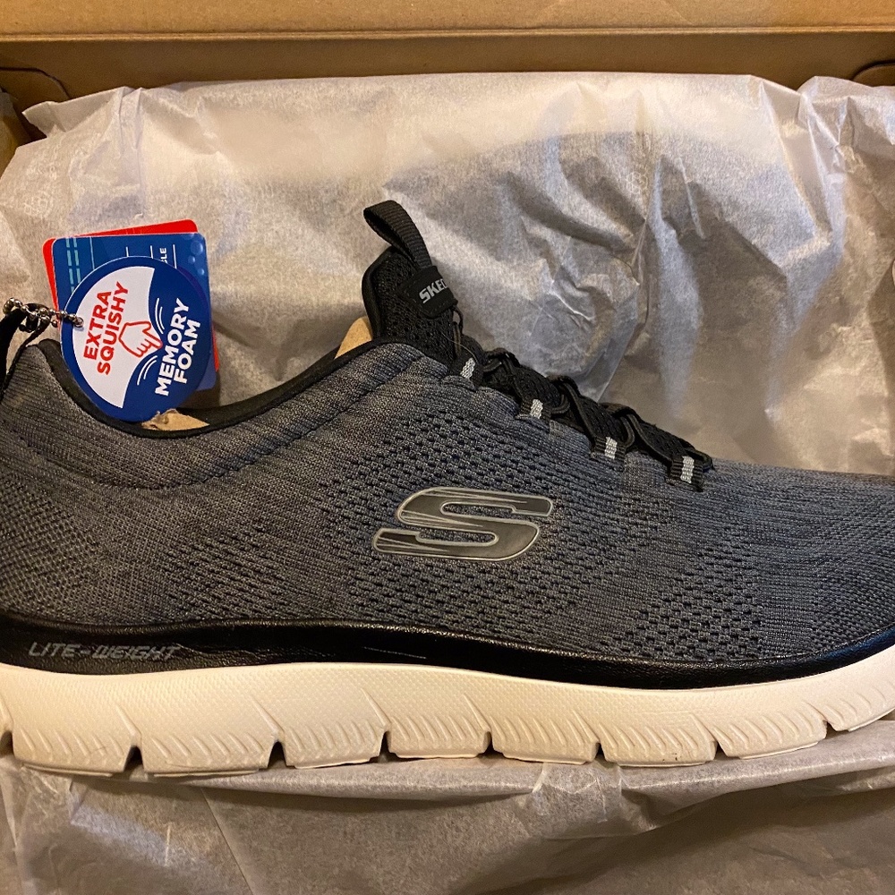 SKECHERS 232186W/BKW SUMMITS LOUVIN Mn`s (W) Gray Mesh Athletic Shoes